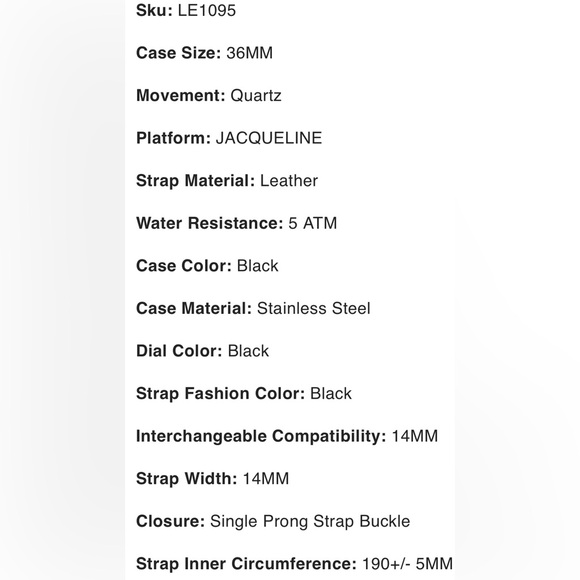 Fossil Limited Edition Jacqueline Three-hand Date Black Leather Watch LE1095 - Picture 6 of 6